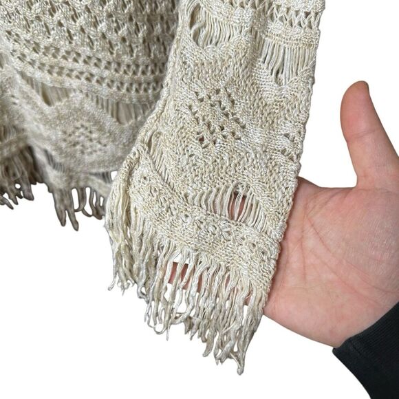 Y2K Boho Crochet Open Knit Fringe Top Medium Hippie Fairy Woodsy Beach Festival - Picture 5 of 7